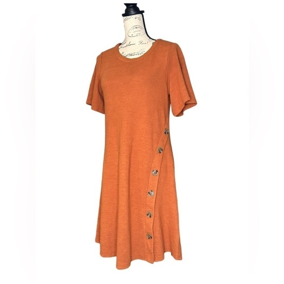 Spense knee length thick dress size 10 buttons on side short sleeves rust color - Picture 4 of 7
